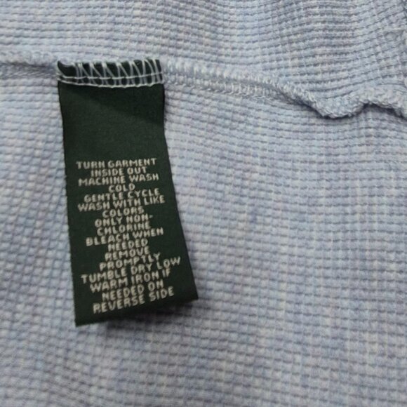 Lauren Jeans Co Waffle Knit Light Blue Lace-Up Long Sleeve Top Women's Sz Large - Picture 8 of 11